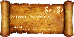 Zsigrai Zsadány névjegykártya